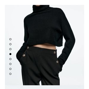 ZARA SAILOR MARINE NAVY PANTS W GOLD BUTTONS STRAIGHT LEG HIGH WAIST TROUSERS XS